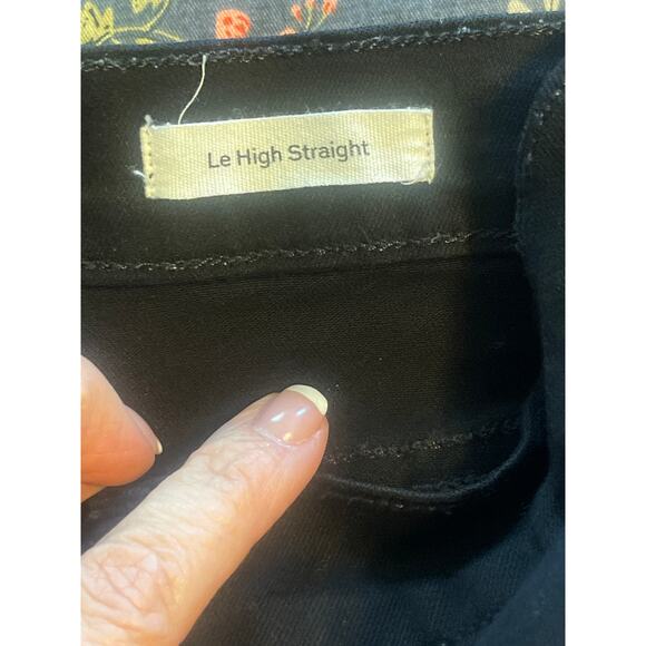 Frame Le High Straight High Waist Staggered Hem Jeans Film Noir Size 28 - Picture 10 of 11